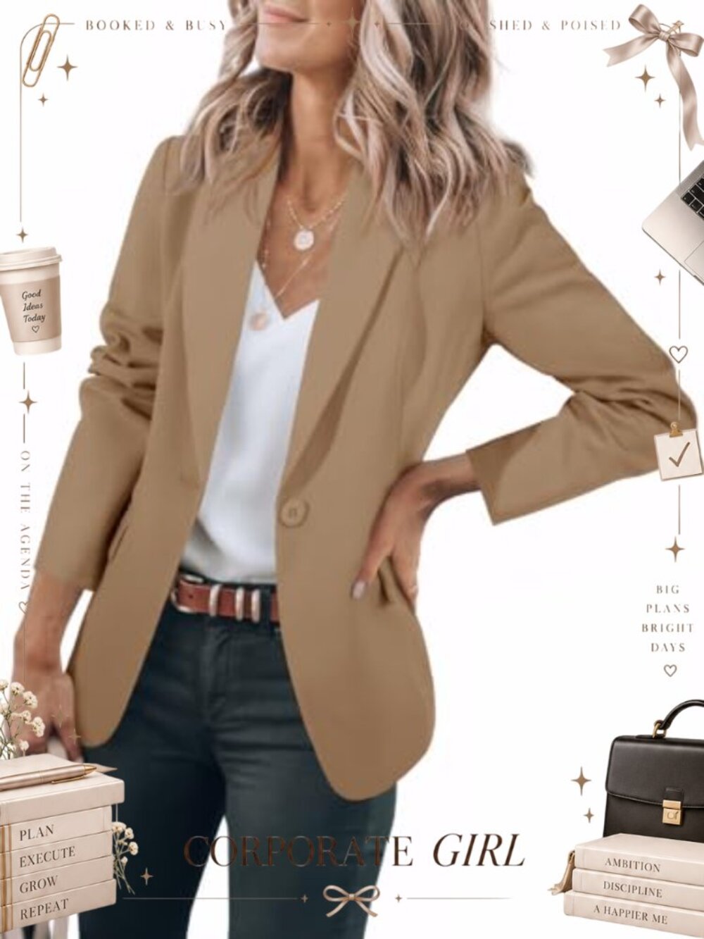 Womens Open Front Blazer Long Sleeve Lapel Collar Office Casual Jacket
